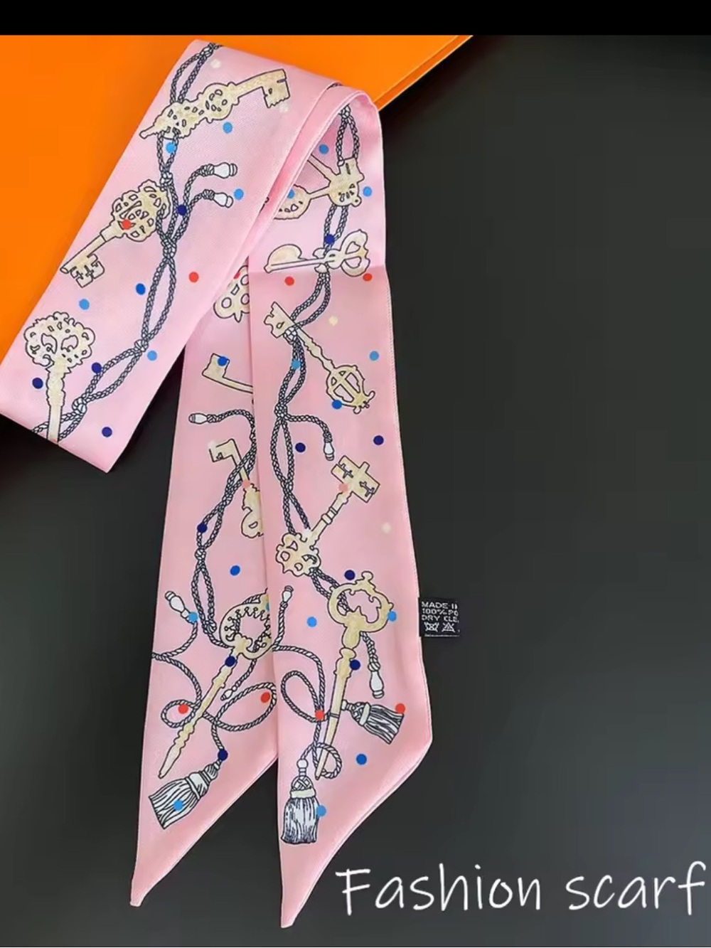 Pink Key & Tassel Twilly Scarf - Fashion Scarf